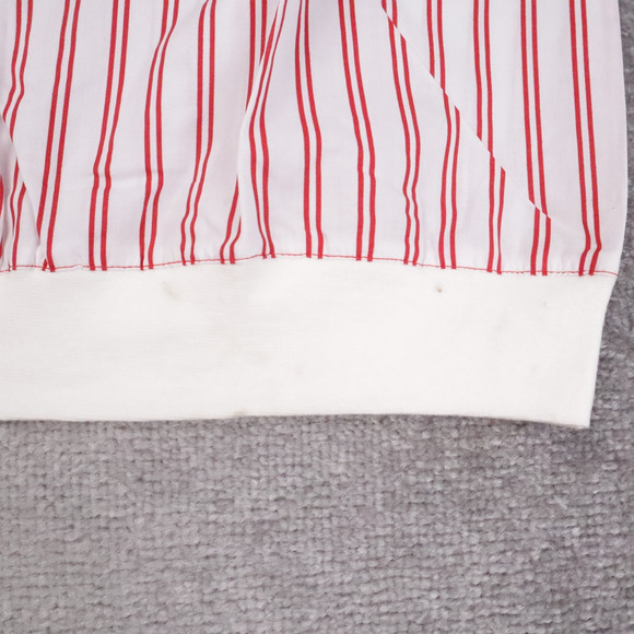 VTG 80s 90s Award Deadstock Medium Red White Striped Short Sleeve Collared Shirt - Picture 6 of 10